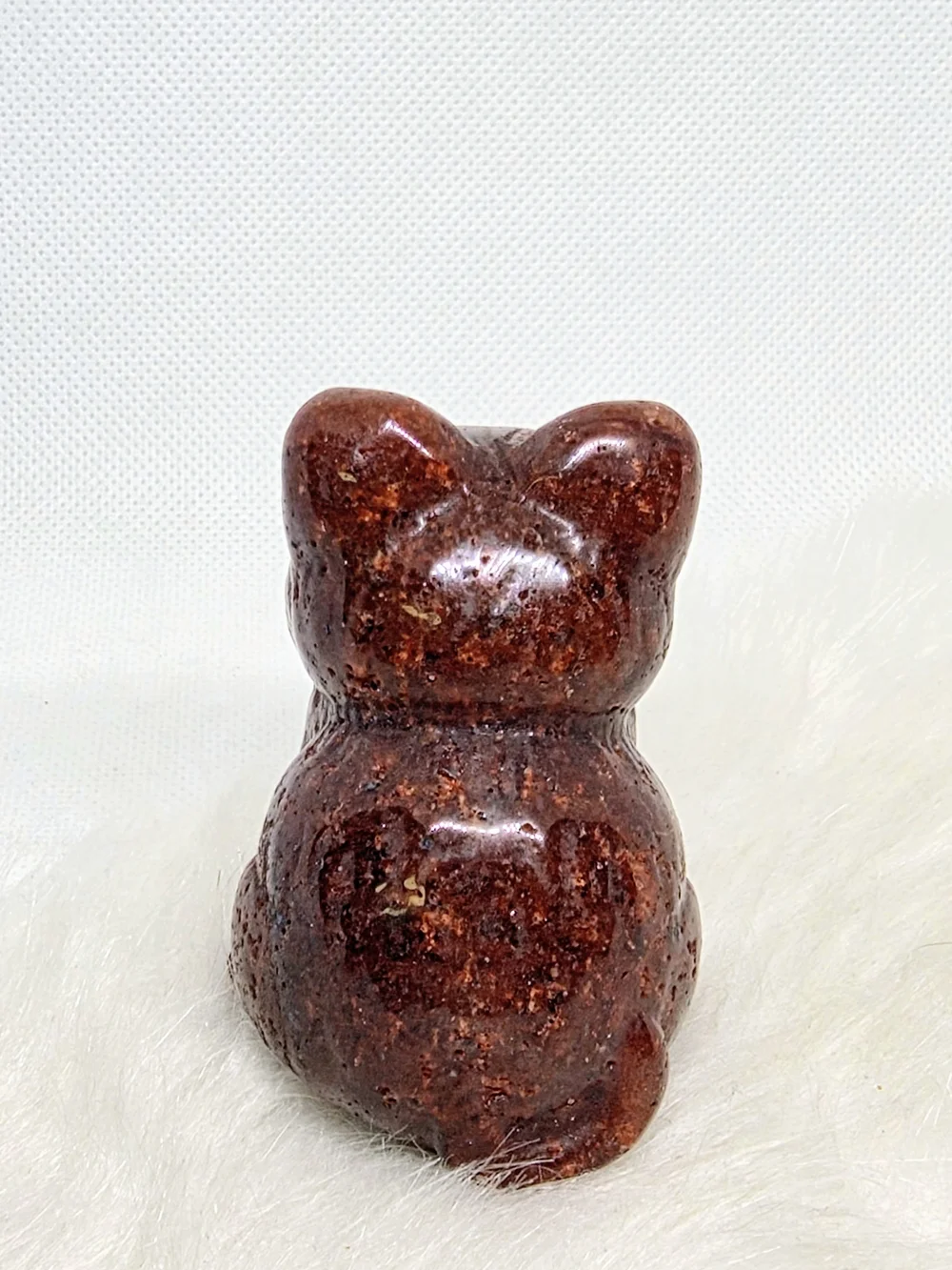 Strawberry Quartz Cat Carving | Natural Crystal Cat Figurine | Pet